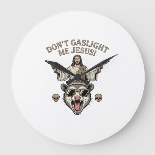 Reloj Redondo Grande Camiseta Diseño de Grabado Antiguo de Jesús Zarigü