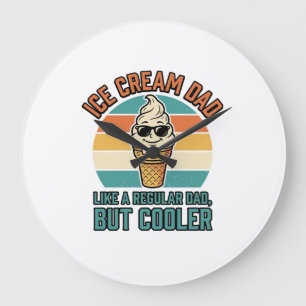 Reloj Redondo Grande Camiseta Diseño de Papá de Helado Vintage Divertid