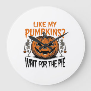Reloj Redondo Grande Camiseta Divertida Calabaza Esqueleto Halloween Ta