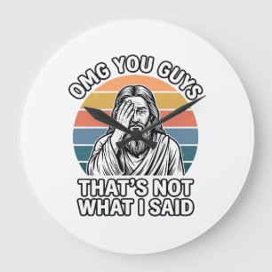 Reloj Redondo Grande Camiseta divertida con cita retro de Facepalm grab