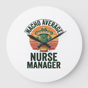 Reloj Redondo Grande Camiseta divertida de cactus para gerente de enfer