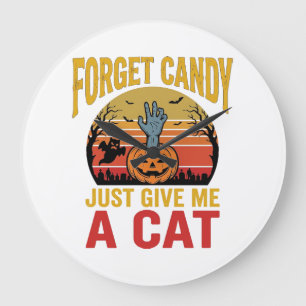 Reloj Redondo Grande Camiseta divertida de caramelo para amante de gato