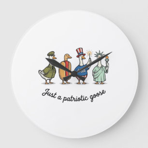 Reloj Redondo Grande Camiseta divertida de ganso patriótico vintage de