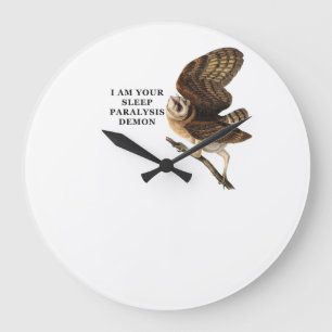 Reloj Redondo Grande Camiseta divertida de lechuza común