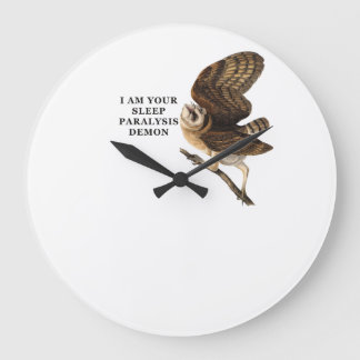 Reloj Redondo Grande Camiseta divertida de lechuza común