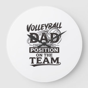 Reloj Redondo Grande Camiseta divertida de papá de voleibol vintage pos