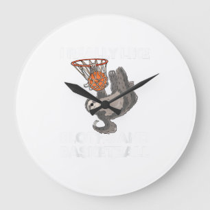 Reloj Redondo Grande Camiseta divertida de perezoso de baloncesto, rega