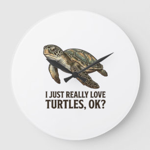 Reloj Redondo Grande Camiseta divertida de tortuga marina amante de tor