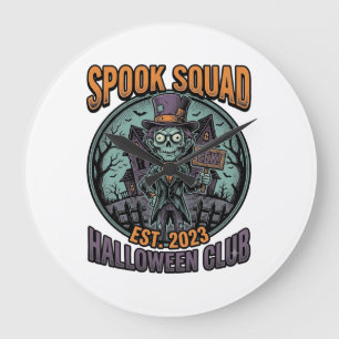 Reloj Redondo Grande Camiseta divertida de zombie de Halloween con grab