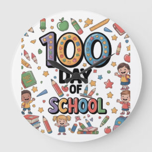 Reloj Redondo Grande Camiseta divertida del 100º día de escuela Niños