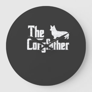 Reloj Redondo Grande Camiseta divertida del padre Corgi, el padrino Cor