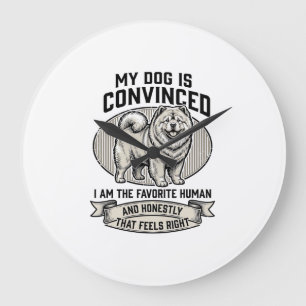 Reloj Redondo Grande Camiseta divertida para amantes de perros con Chow