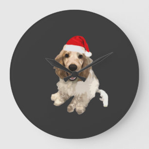 Reloj Redondo Grande Camiseta esencial de Cocker Spaniel de Navidad (Bl
