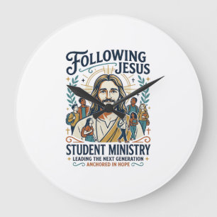 Reloj Redondo Grande Camiseta estilo campamento juvenil Merch Iglesia J