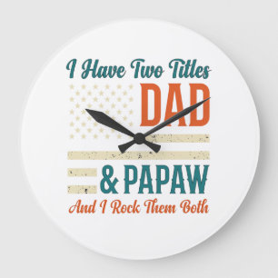 Reloj Redondo Grande Camiseta familiar patriótica vintage de Papá Papaw