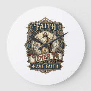 Reloj Redondo Grande Camiseta Familias Multiculturales Bilingües Jesús