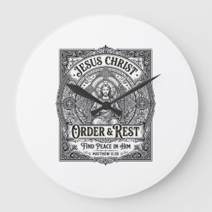 Reloj Redondo Grande Camiseta Gráfica Cristiana Jesús Declutter Limpia