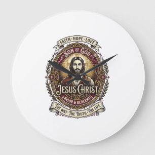 Reloj Redondo Grande Camiseta Gráfica de Antigüedades Jesús Arte Cristi
