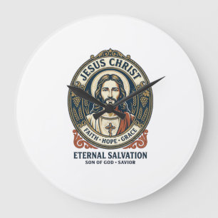 Reloj Redondo Grande Camiseta gráfica de aseo masculino de Jesús Barber
