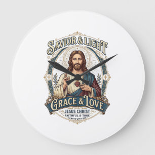 Reloj Redondo Grande Camiseta gráfica de caza vintage de Jesus Thrift S