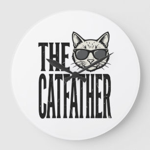 Reloj Redondo Grande Camiseta gráfica de cita de gato vintage divertida