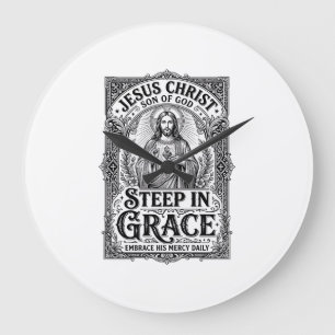 Reloj Redondo Grande Camiseta gráfica de Jesús amante del té cristiano