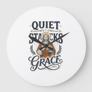 Reloj Redondo Grande Camiseta Gráfica de Jesús Bibliotecario Arte Crist