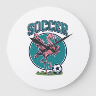Reloj Redondo Grande Camiseta Gráfica de Jugador de Fútbol Flamingo Vin