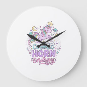 Reloj Redondo Grande Camiseta gráfica pastel linda energía cuerno cósmi