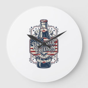 Reloj Redondo Grande Camiseta gráfica retro de soda de cereza patriótic