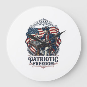 Reloj Redondo Grande Camiseta gráfica vectorial de ajedrecista patriota