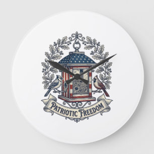 Reloj Redondo Grande Camiseta gráfica vectorial de comedero de pájaros
