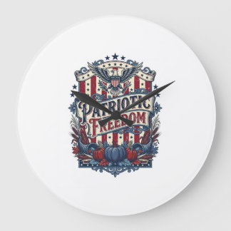 Reloj Redondo Grande Camiseta gráfica vectorial de cosecha otoñal patri
