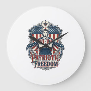 Reloj Redondo Grande Camiseta gráfica vectorial de enfermera patriótica