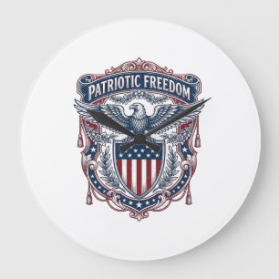 Reloj Redondo Grande Camiseta gráfica vectorial de estilo de bandera de