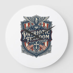 Reloj Redondo Grande Camiseta gráfica vectorial de fe patriótica y libe