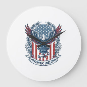 Reloj Redondo Grande Camiseta gráfica vectorial de graduación patriótic
