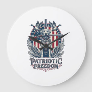 Reloj Redondo Grande Camiseta gráfica vectorial de perro cazador de pat