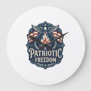 Reloj Redondo Grande Camiseta gráfica vectorial noche de hoguera patrió