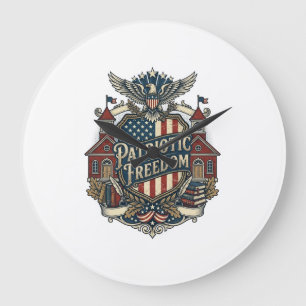 Reloj Redondo Grande Camiseta gráfica vectorial patriótica de vuelta a