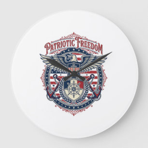 Reloj Redondo Grande Camiseta gráfica vectorial prep de la costa patrió