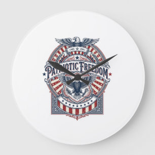 Reloj Redondo Grande Camiseta gráfica vectorial USA Fe patriótica sobre