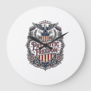 Reloj Redondo Grande Camiseta gráfica vectorial vintage floral patrióti