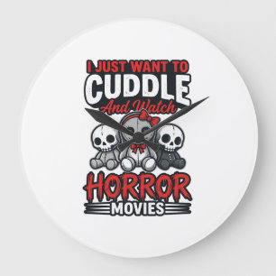 Reloj Redondo Grande Camiseta Gráfica Vintage de Terror Lindo para Acur