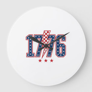 Reloj Redondo Grande Camiseta Gráfica Vintage Perno Relámpago Patriótic