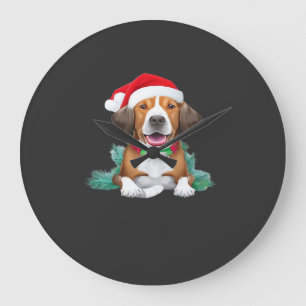 Reloj Redondo Grande Camiseta grande de perro divertido de santa