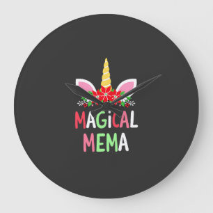 Reloj Redondo Grande Camiseta mágica de Navidad de Mema Unicornio Camis