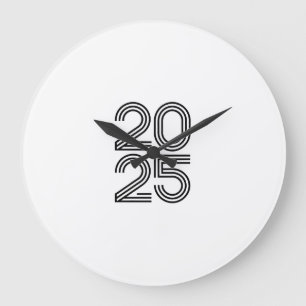 Reloj Redondo Grande Camiseta Minimalista 2025 - Diseño para Año Nuevo