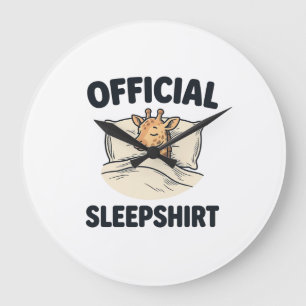 Reloj Redondo Grande Camiseta Oficial de Dormir Jirafa Divertida Desi
