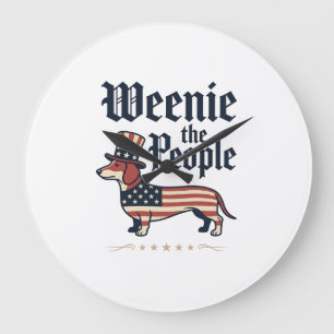 Reloj Redondo Grande Camiseta patriótica de Dachshund Weenie the People